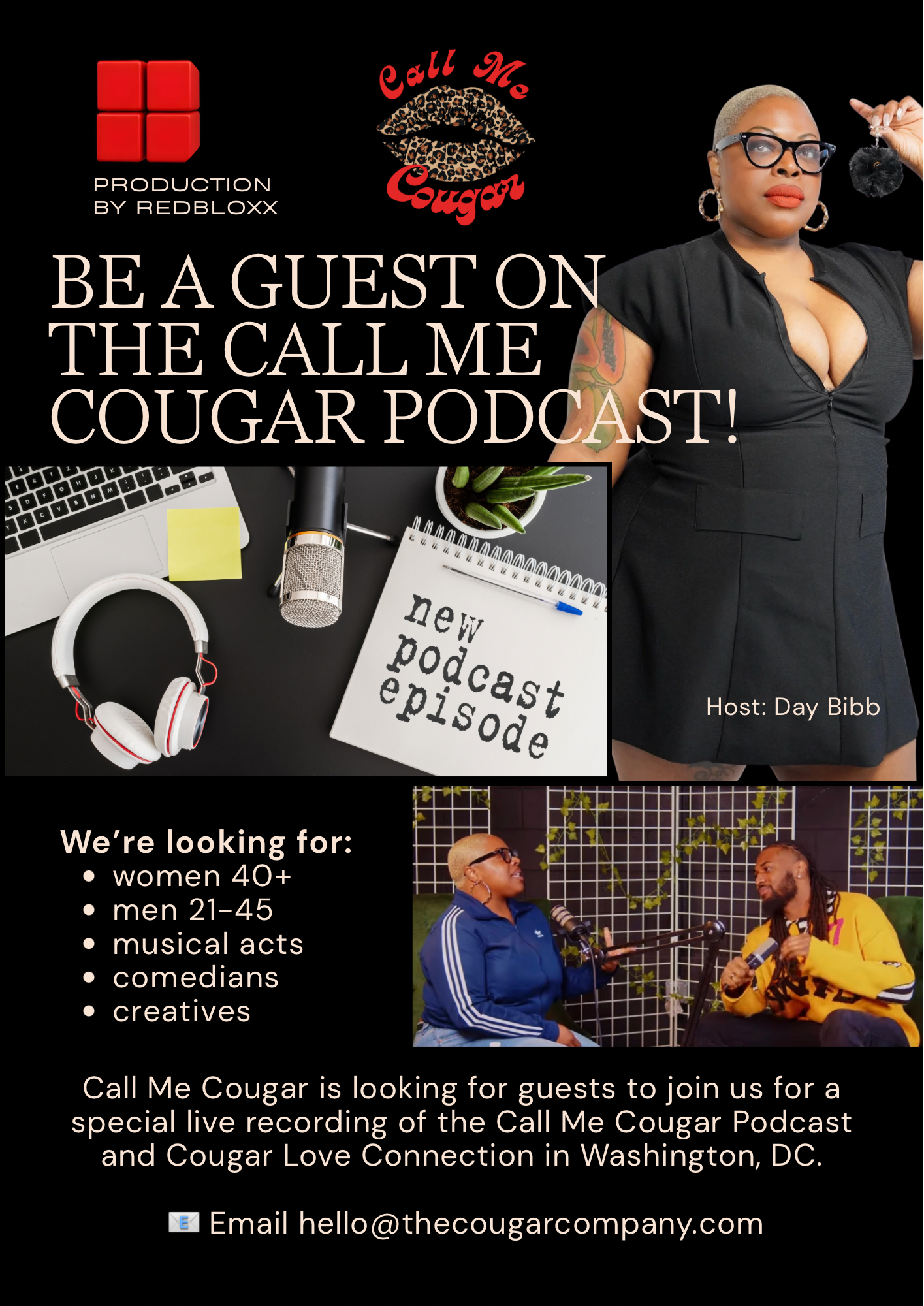Call Me Cougar Live Podcast Casting Application — Washington, DC — July 12